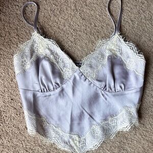Lace Trim Satin Cropped Camisole
